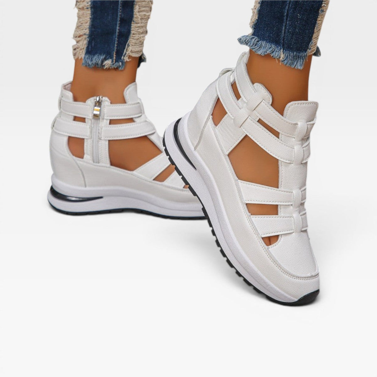 Women's Platform Wedge Cutout Sneakers
