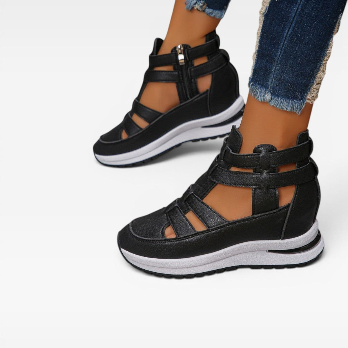 Women's Platform Wedge Cutout Sneakers