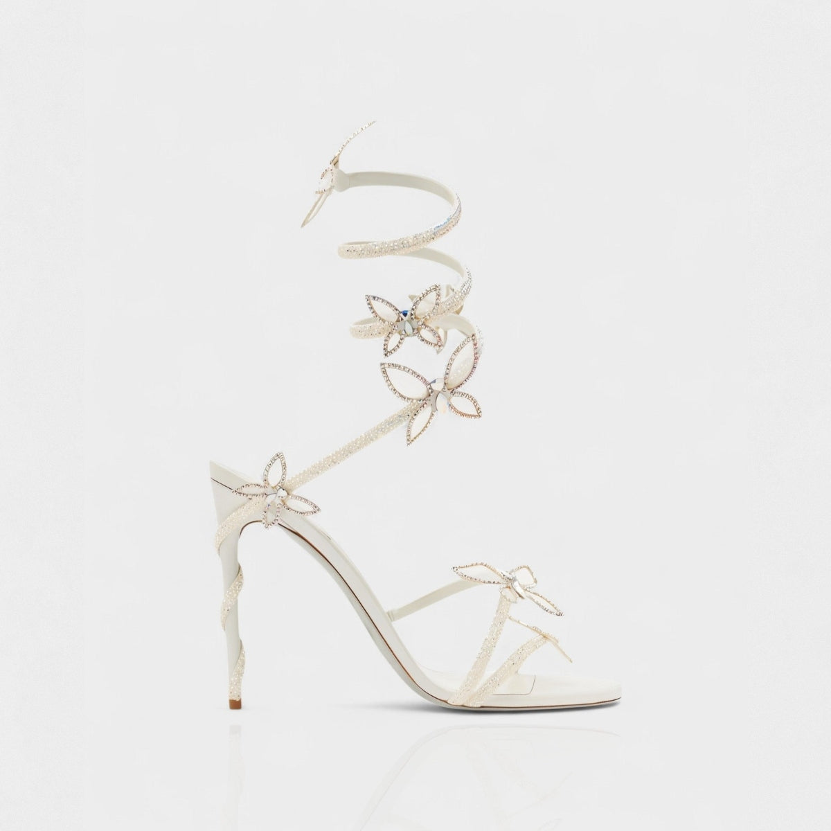 Women's Crystal Butterfly Spiral Heel Sandals