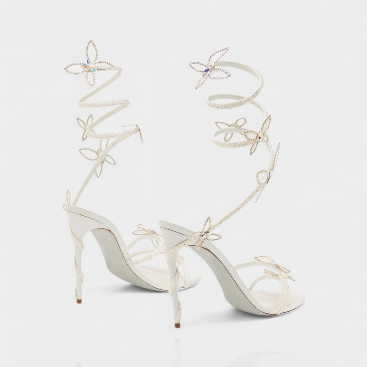 Women's Crystal Butterfly Spiral Heel Sandals