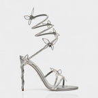 Women's Crystal Butterfly Spiral Heel Sandals