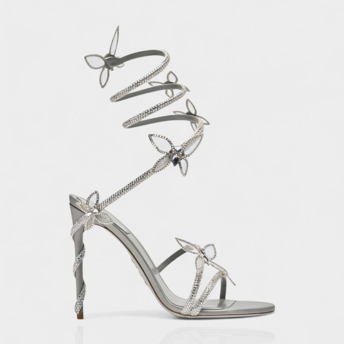 Women's Crystal Butterfly Spiral Heel Sandals