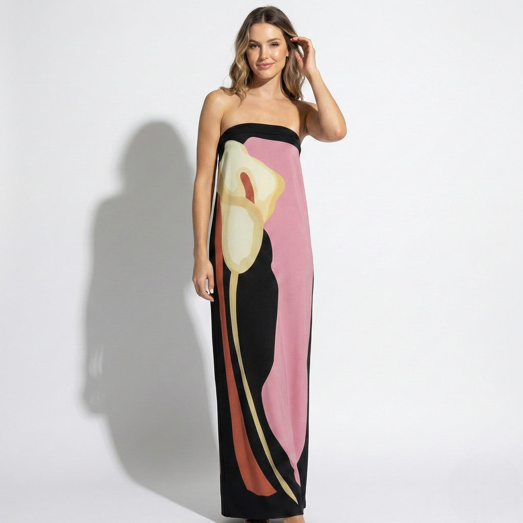 Women's Strapless Maxi Dress with Sculpted Fit