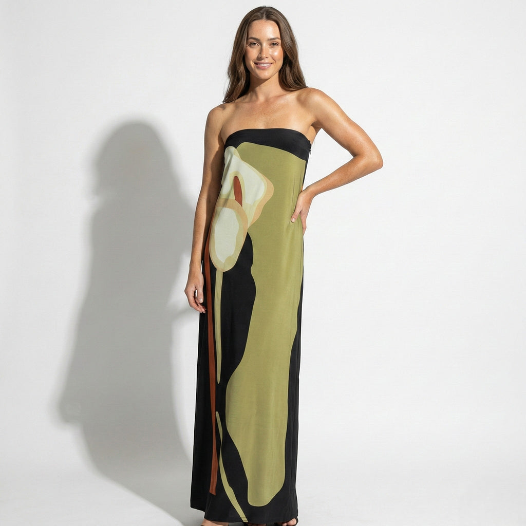Women's Strapless Maxi Dress with Sculpted Fit