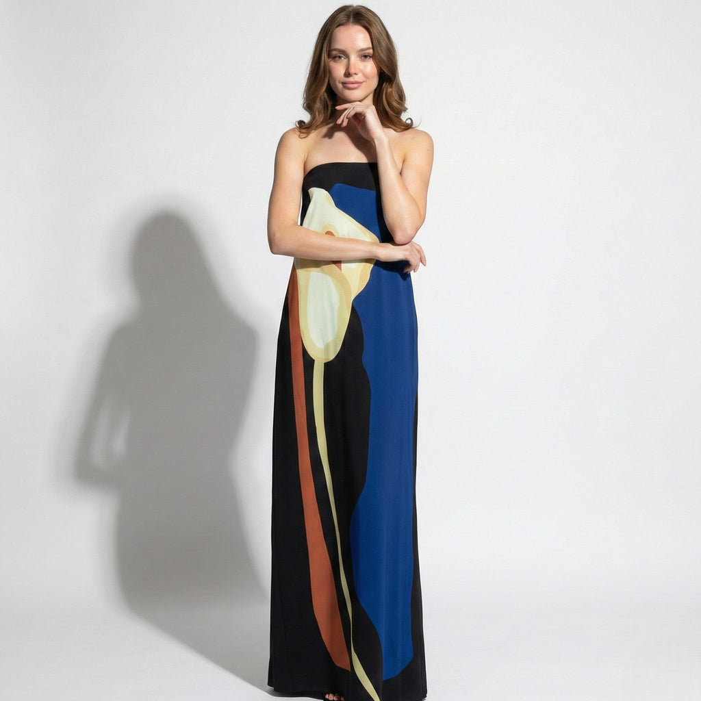Women's Strapless Maxi Dress with Sculpted Fit