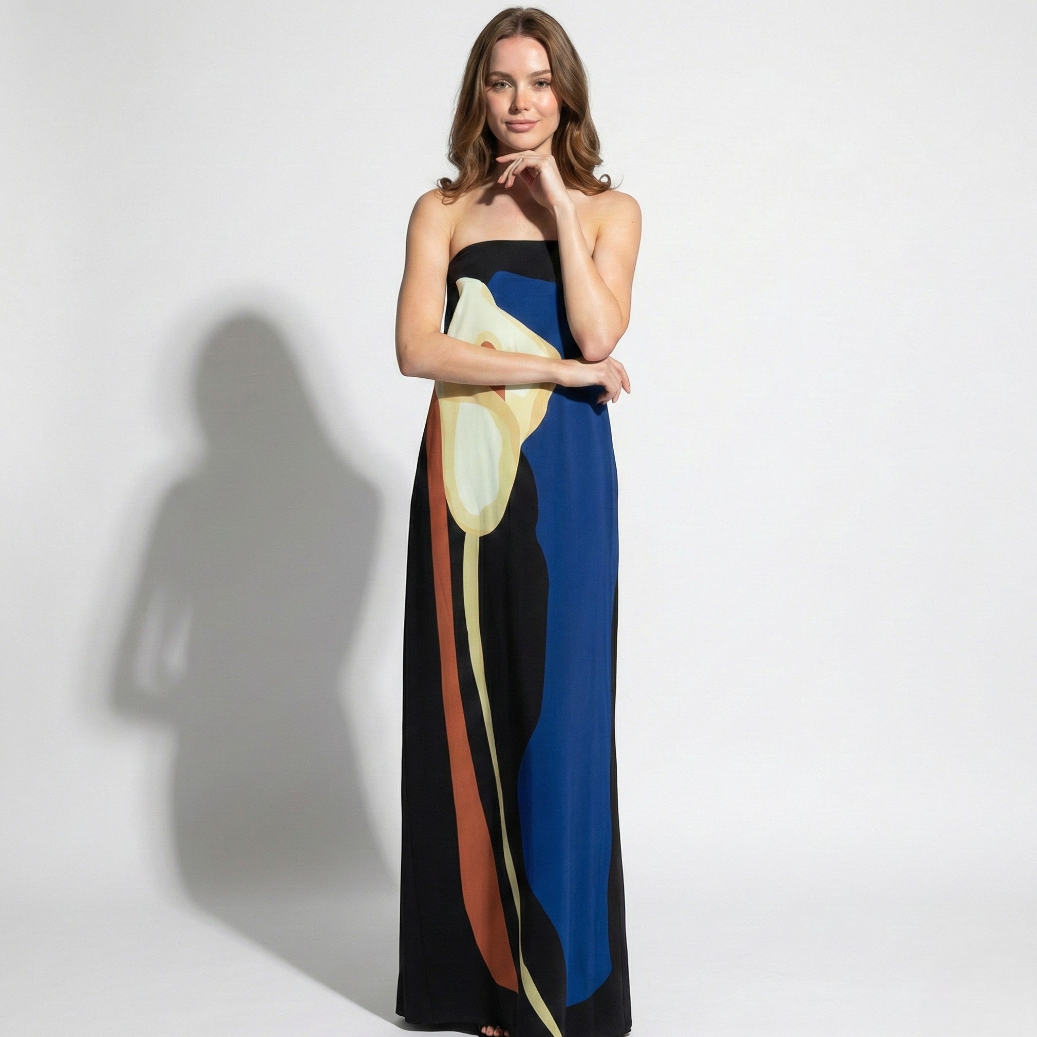 Women's Strapless Maxi Dress with Sculpted Fit