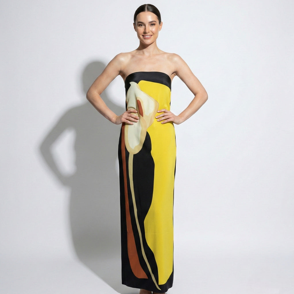 Women's Strapless Maxi Dress with Sculpted Fit