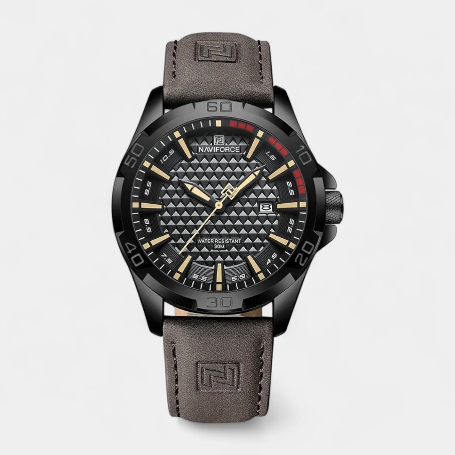 Men's Military Watch 45 mm, Leather Strap