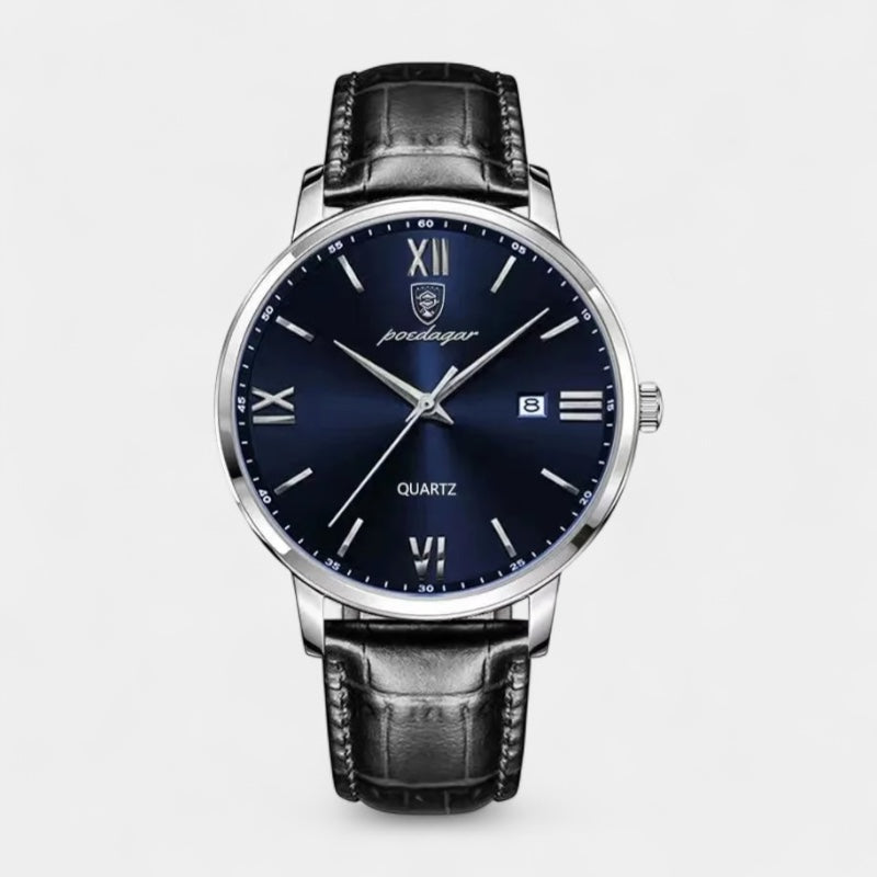Men’s Quartz Watch – Leather Strap & Date Display