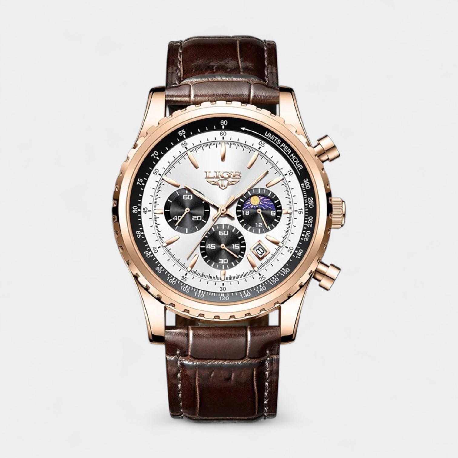 Men's Leather Strap Business Watch