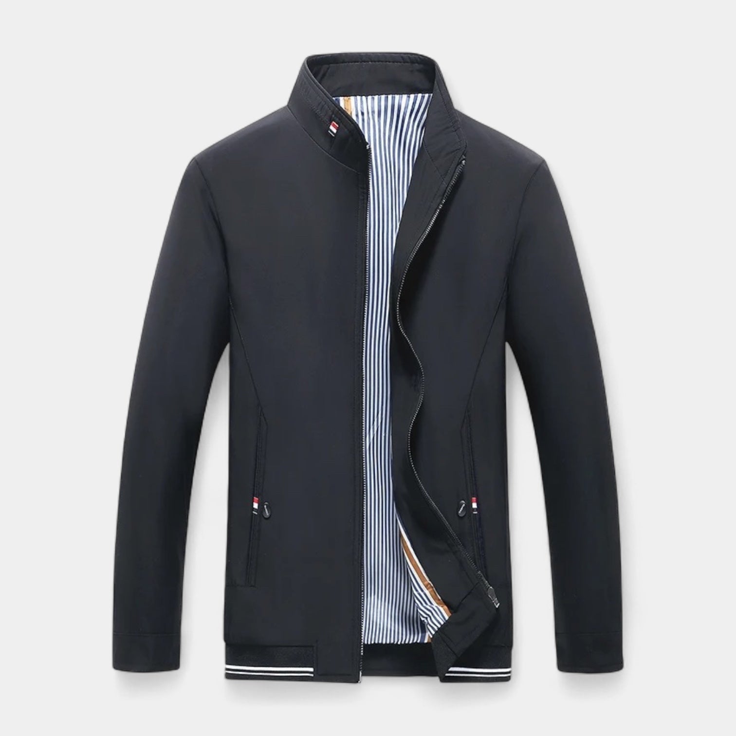 Lightweight Stand Collar Zip-Up Jacket Slim Fit for Men