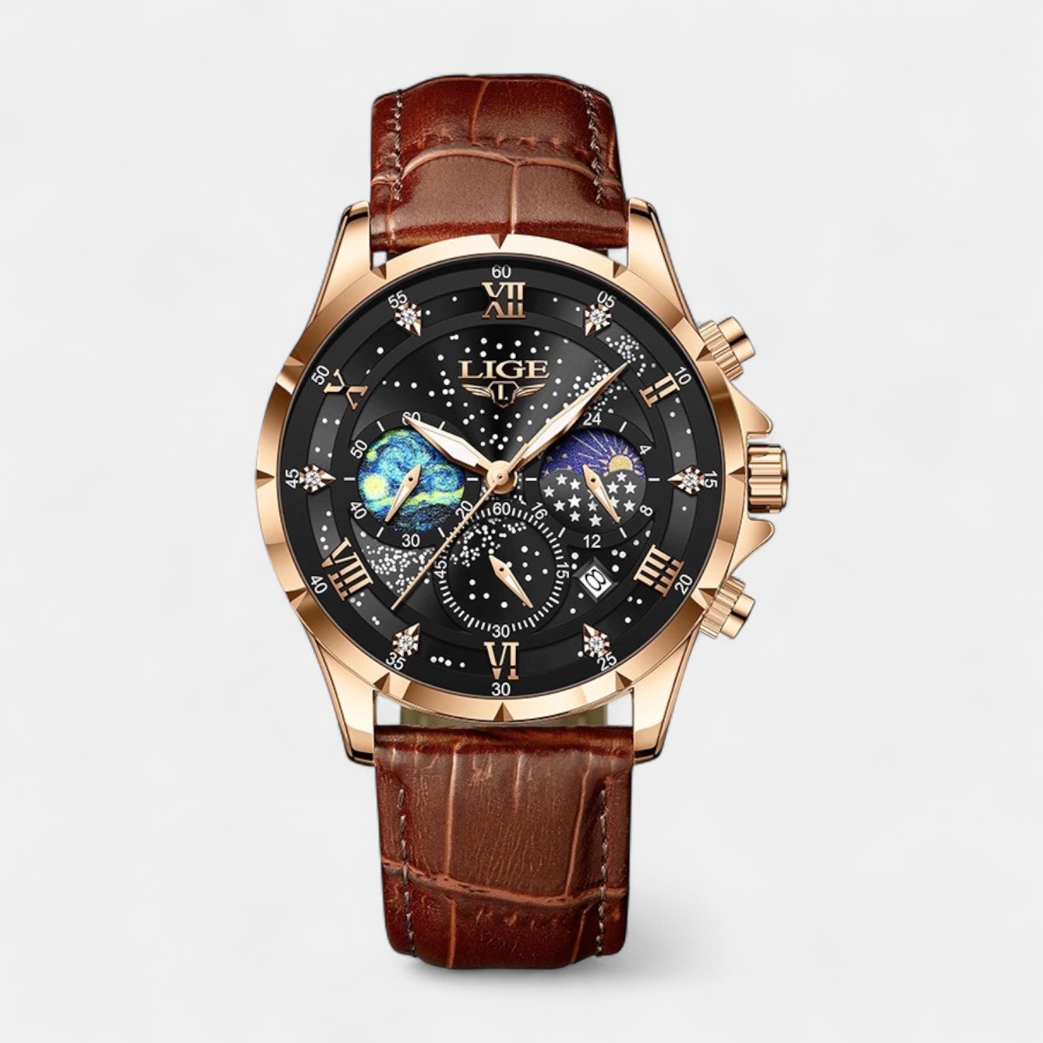 Elegant Moonphase Watch Men