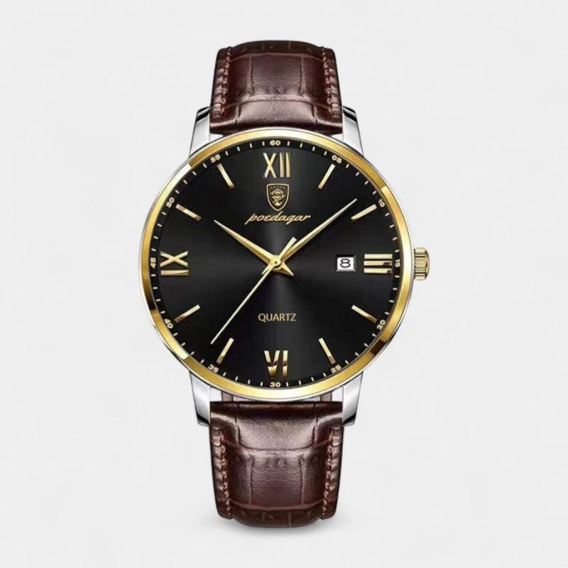Men’s Quartz Watch – Leather Strap & Date Display