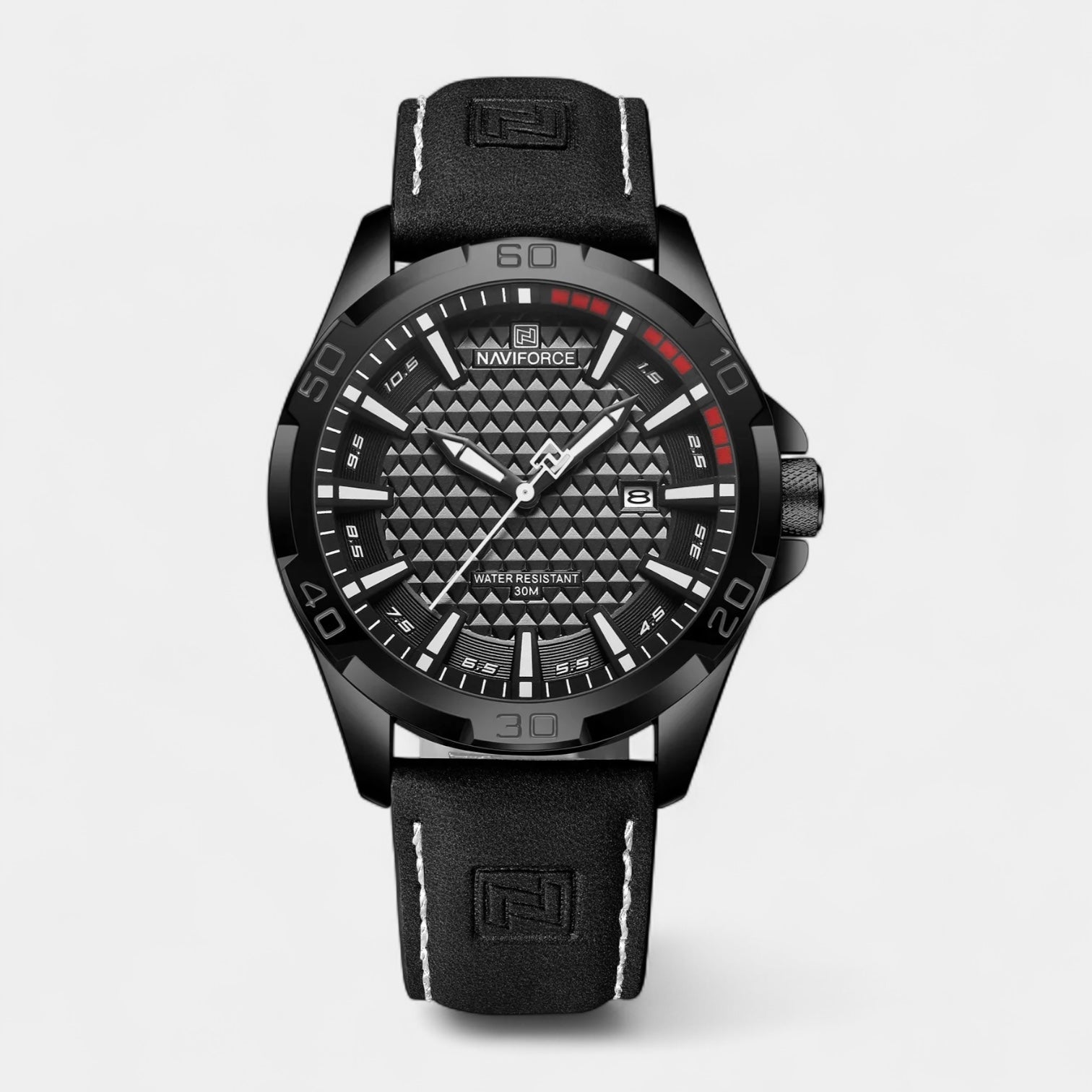 Men's Military Watch 45 mm, Leather Strap