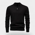 Cotton Blend Half-Zip Sweater Ribbed Collar for Men