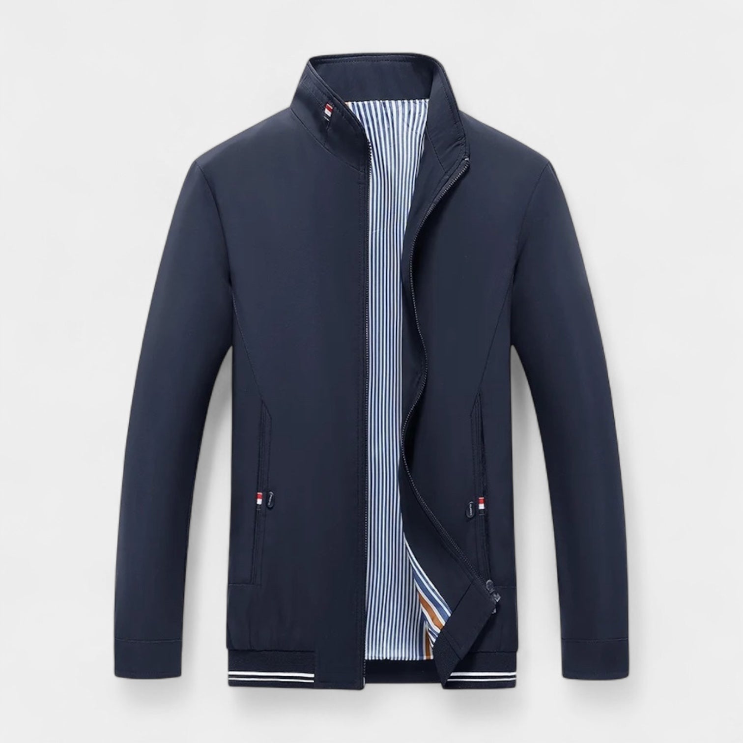 Lightweight Stand Collar Zip-Up Jacket Slim Fit for Men