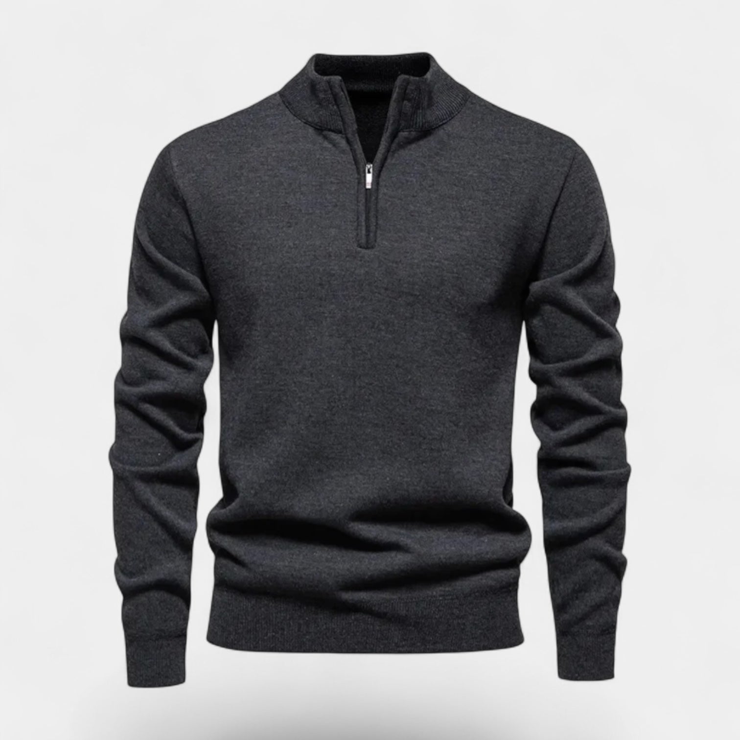Cotton Blend Half-Zip Sweater Ribbed Collar for Men