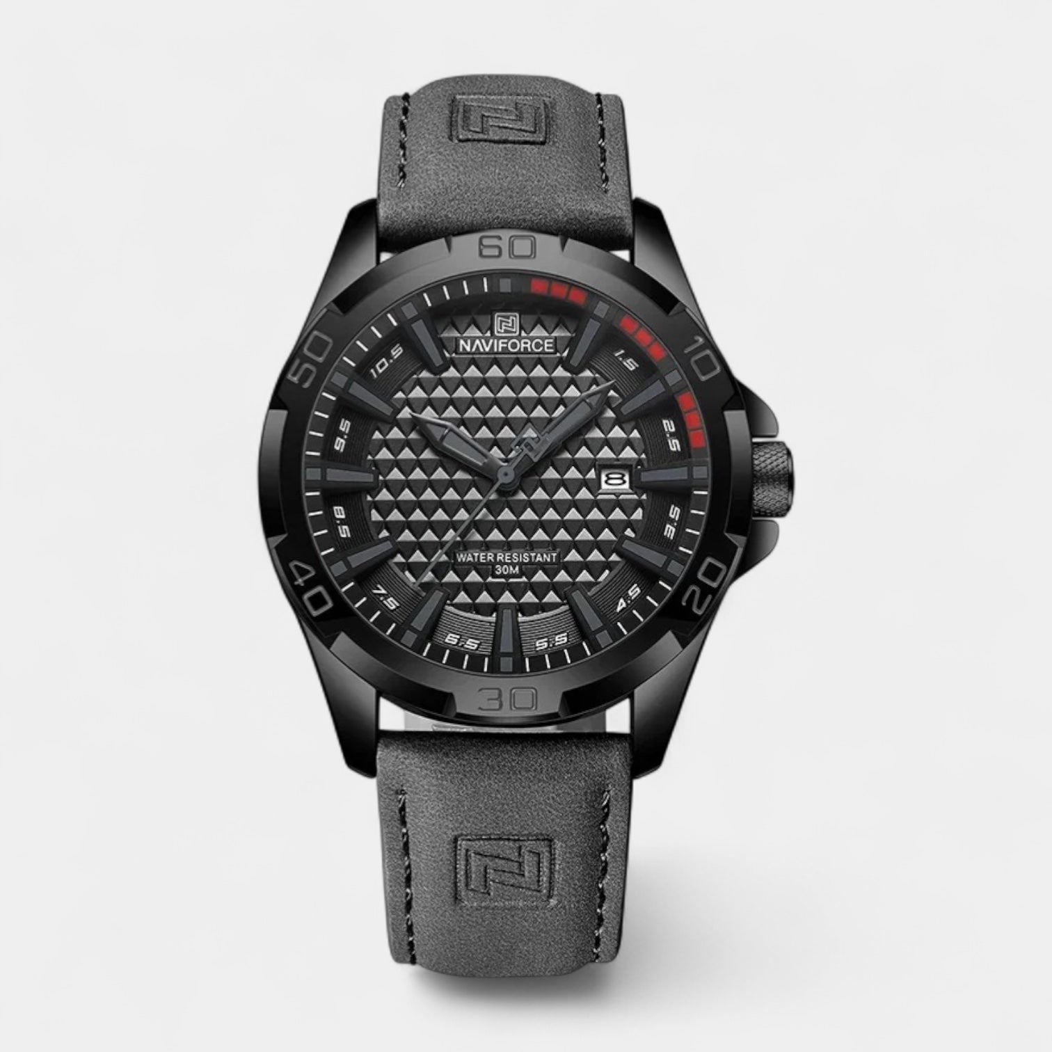 Men's Military Watch 45 mm, Leather Strap
