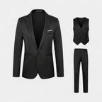 Slim Fit 3-Piece Suit Notch Lapel for Men