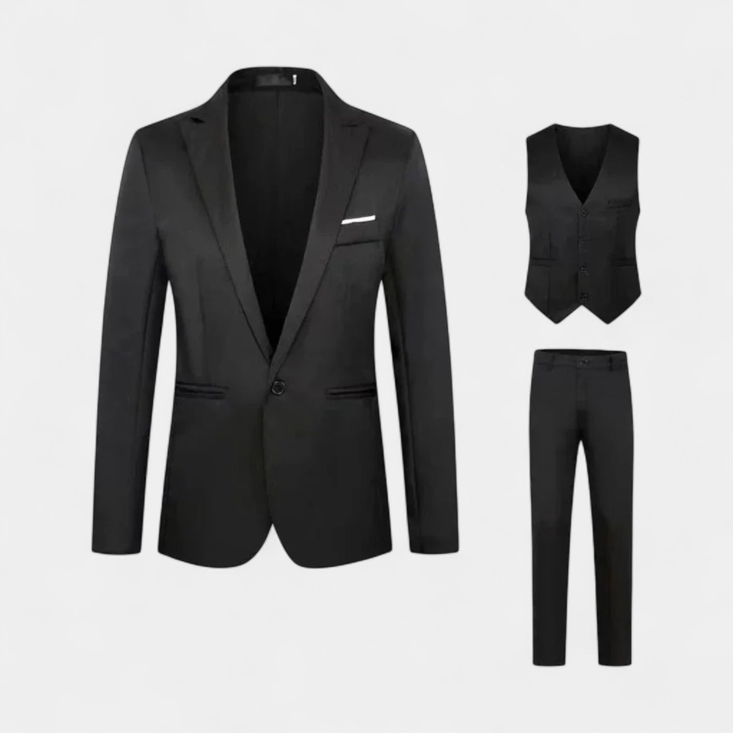 Slim Fit 3-Piece Suit Notch Lapel for Men
