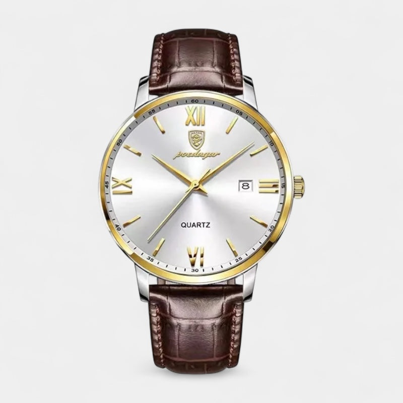 Men’s Quartz Watch – Leather Strap & Date Display