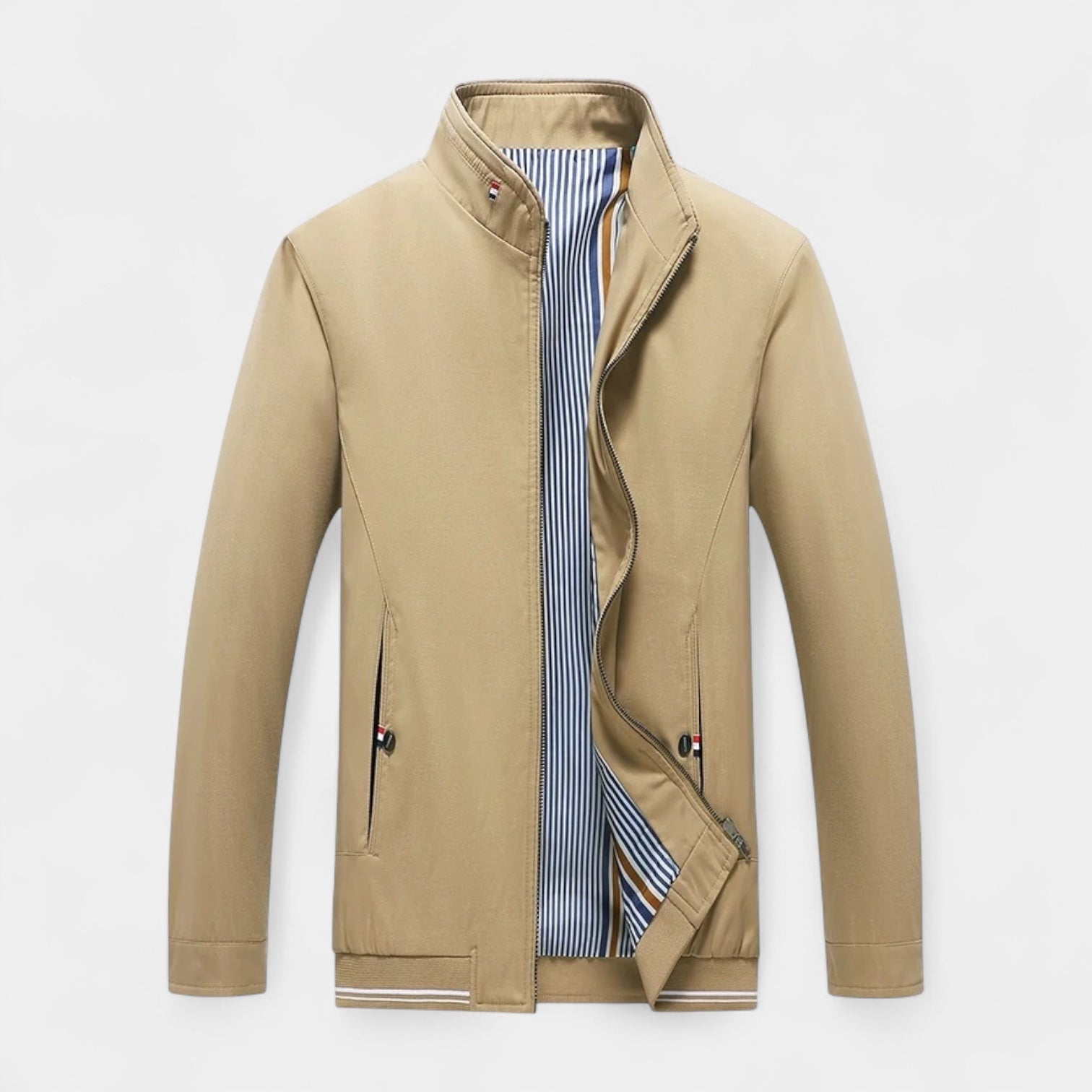 Lightweight Stand Collar Zip-Up Jacket Slim Fit for Men
