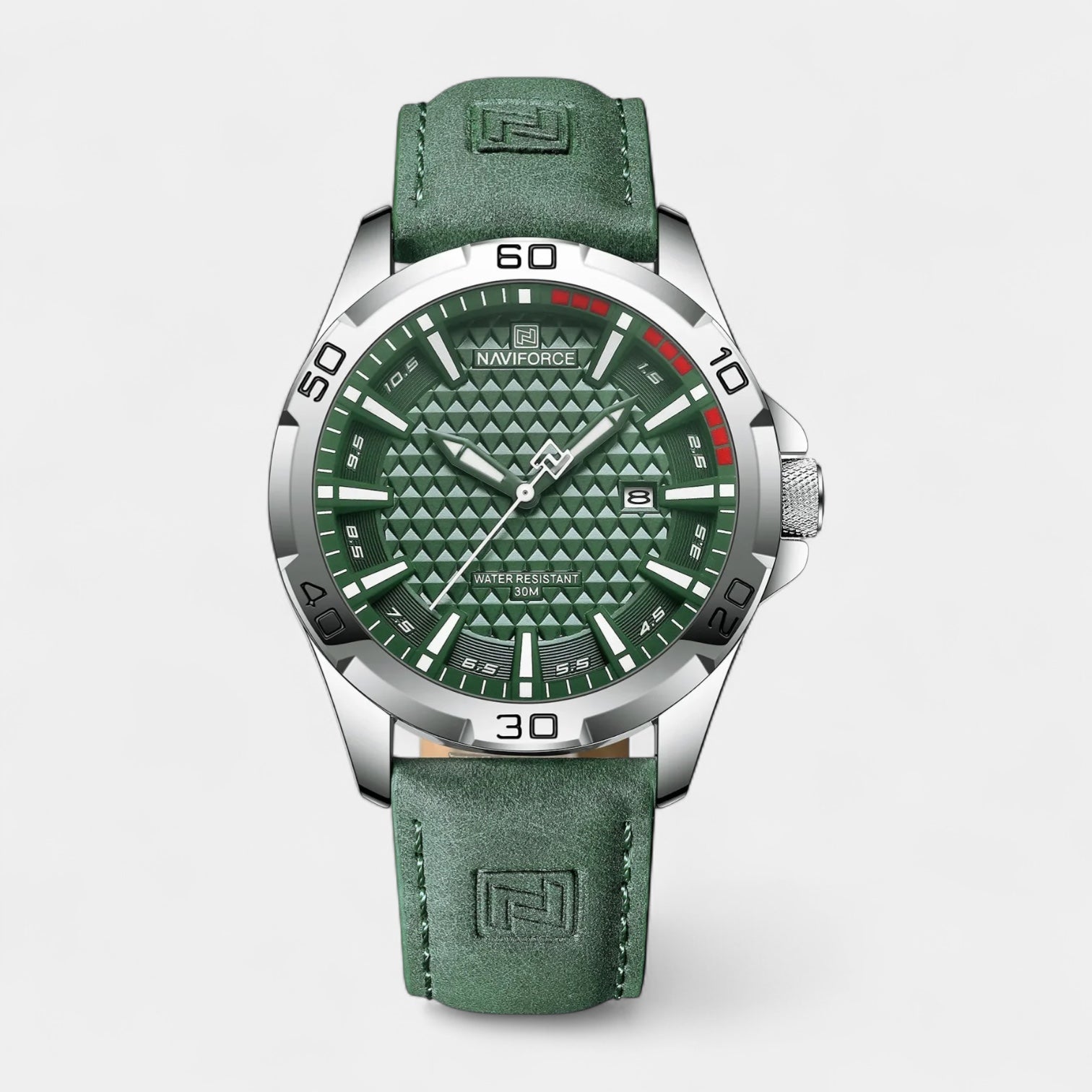 Men's Military Watch 45 mm, Leather Strap