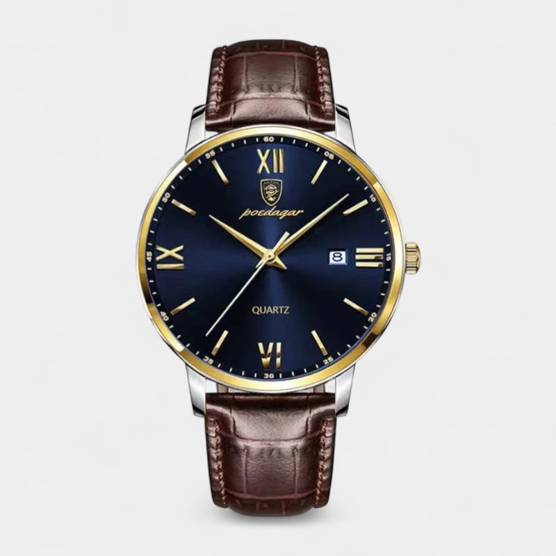 Men’s Quartz Watch – Leather Strap & Date Display