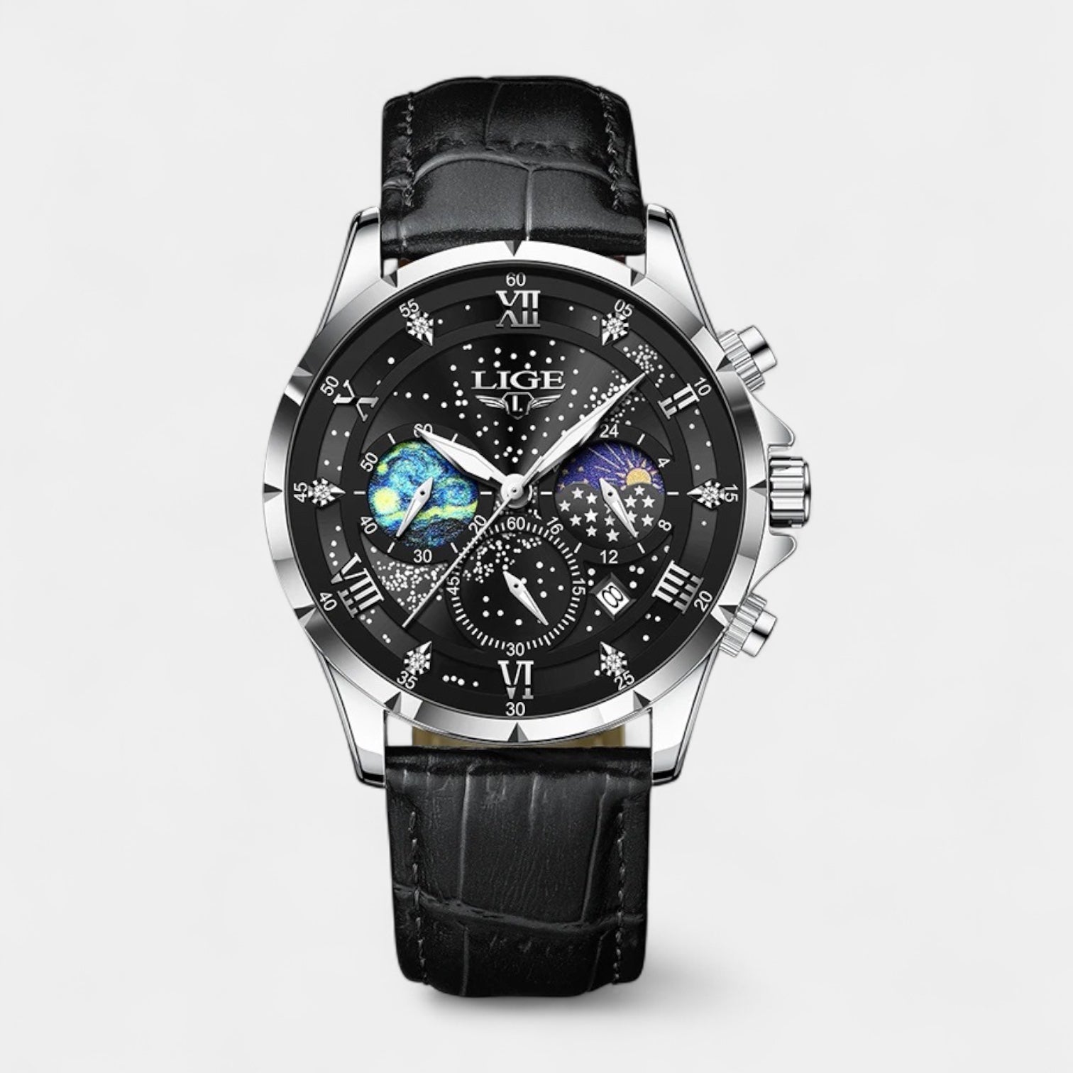 Elegant Moonphase Watch Men