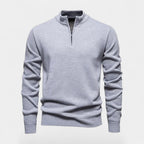 Cotton Blend Half-Zip Sweater Ribbed Collar for Men
