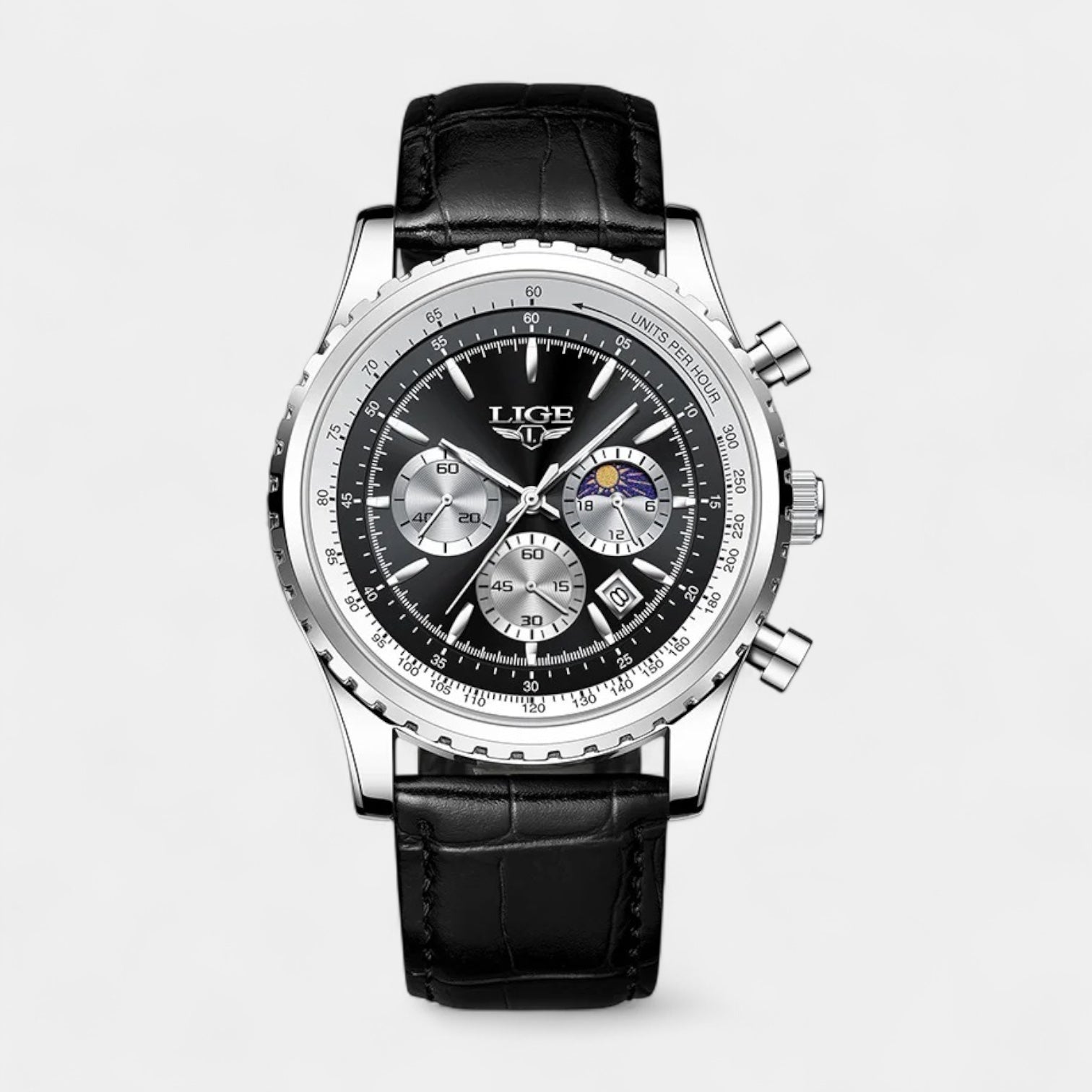 Men's Leather Strap Business Watch