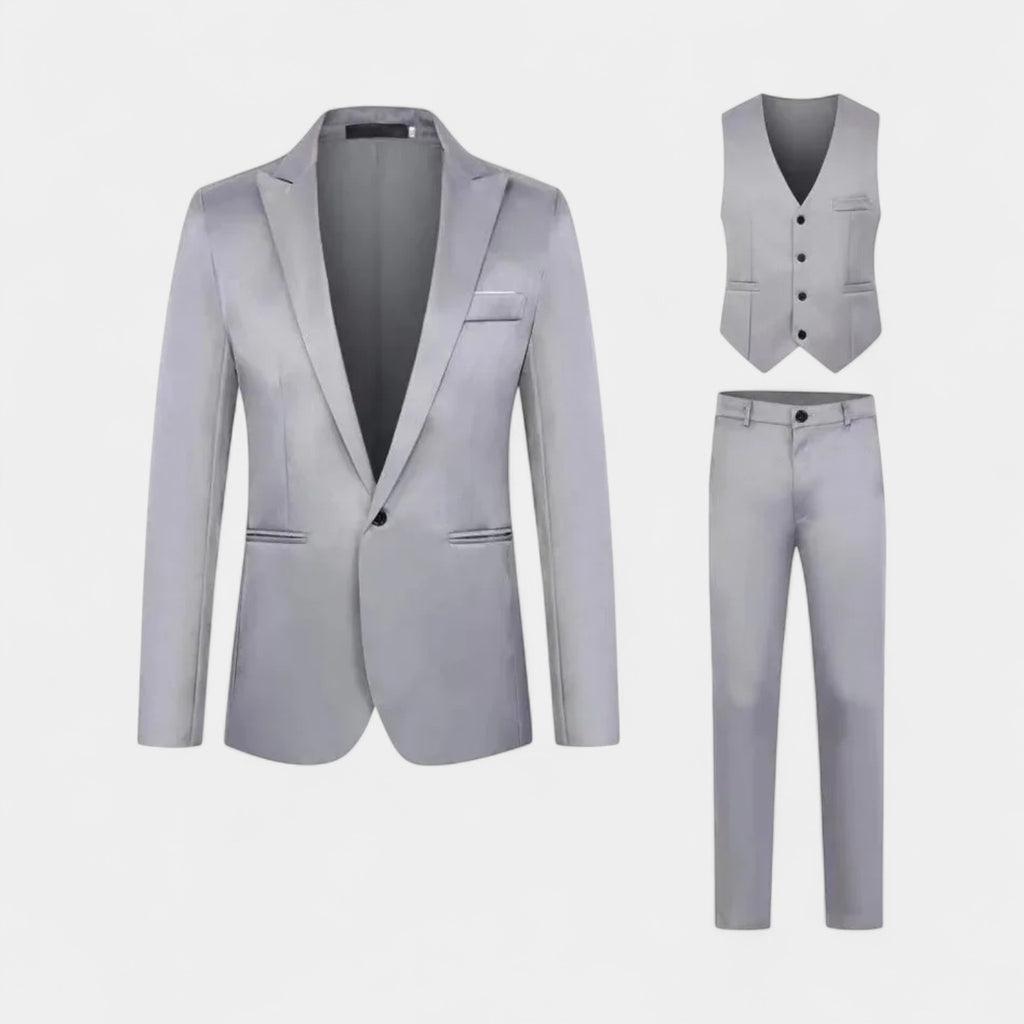 Slim Fit 3-Piece Suit Notch Lapel for Men