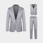 Slim Fit 3-Piece Suit Notch Lapel for Men