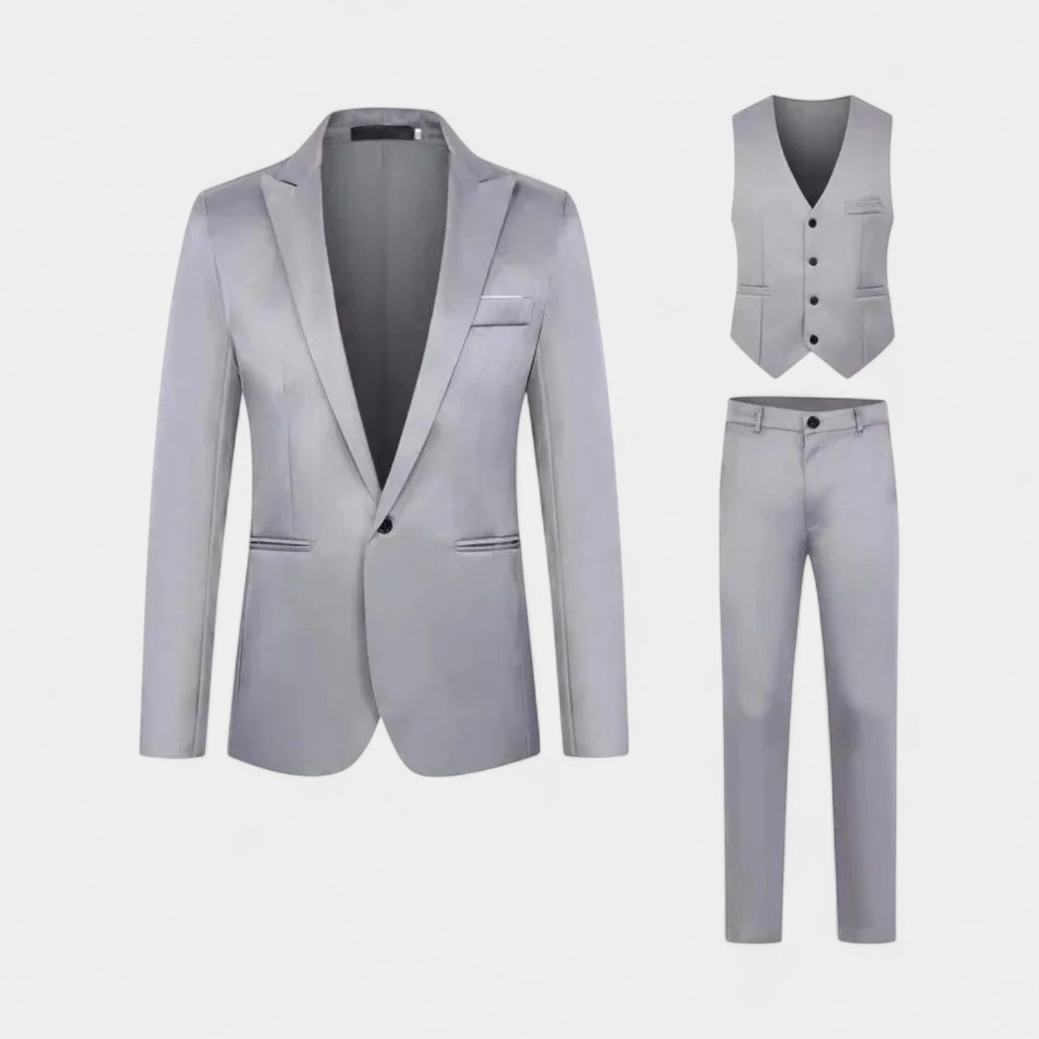 Slim Fit 3-Piece Suit Notch Lapel for Men