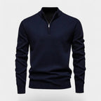 Cotton Blend Half-Zip Sweater Ribbed Collar for Men