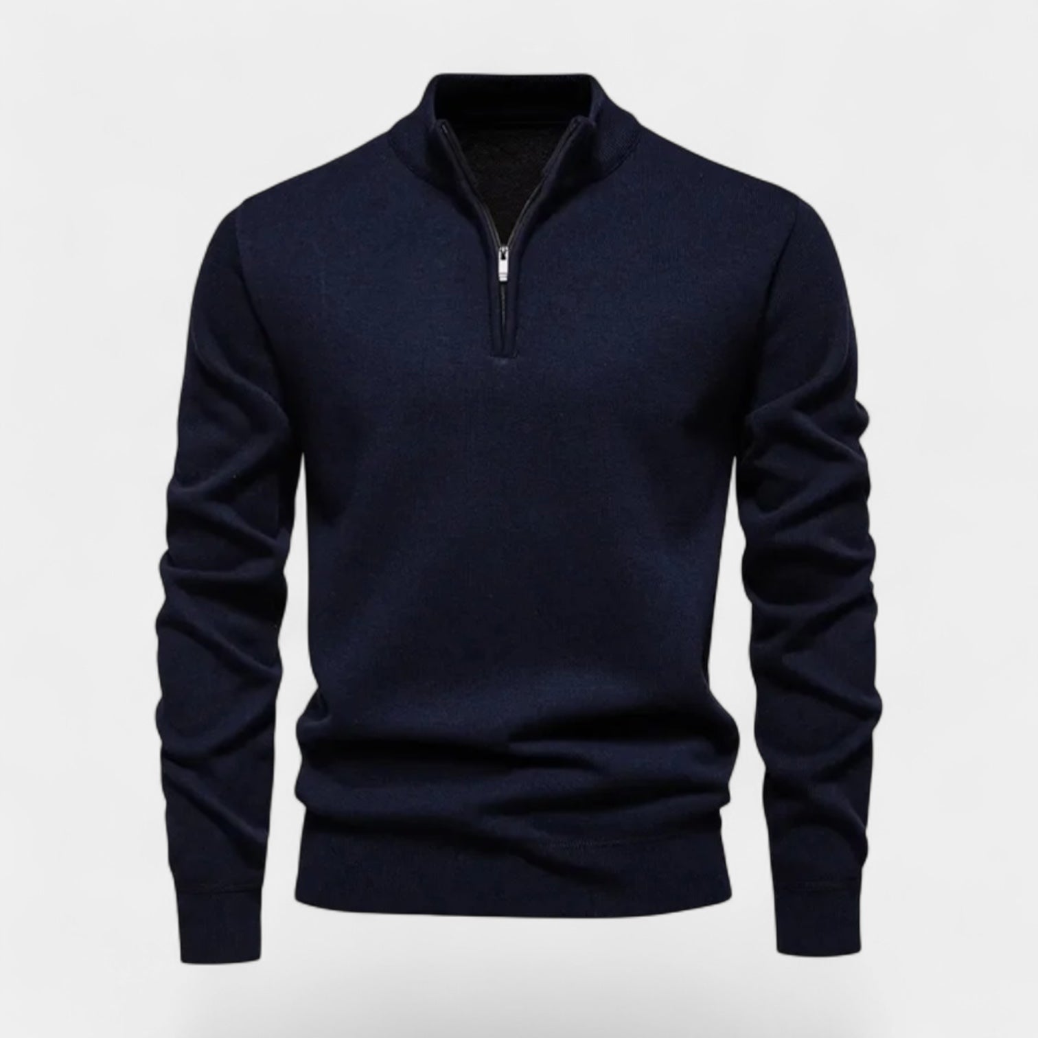 Cotton Blend Half-Zip Sweater Ribbed Collar for Men