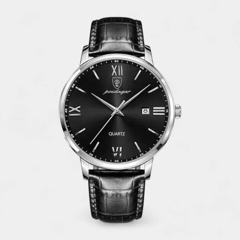 Men’s Quartz Watch – Leather Strap & Date Display