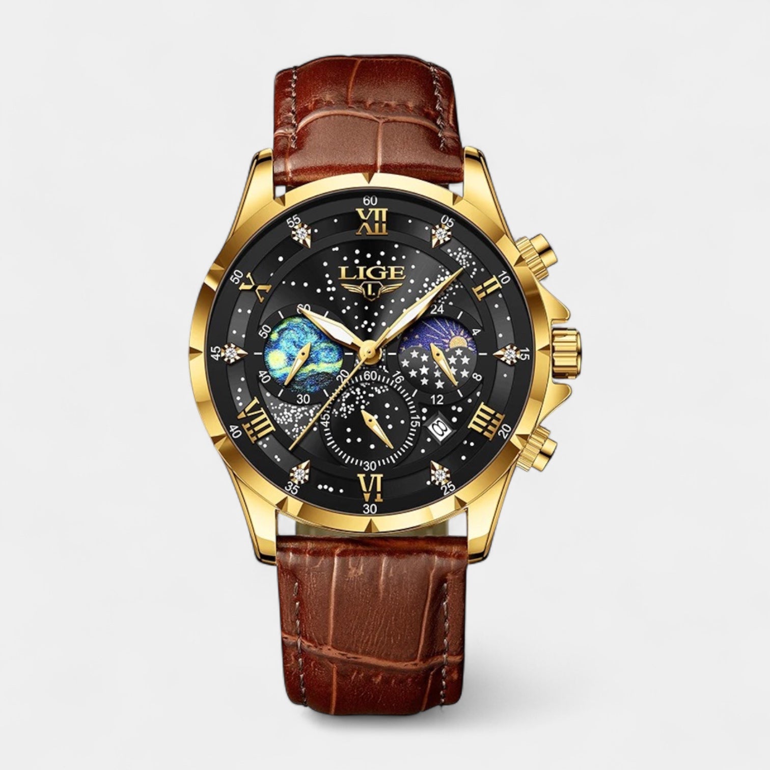 Elegant Moonphase Watch Men
