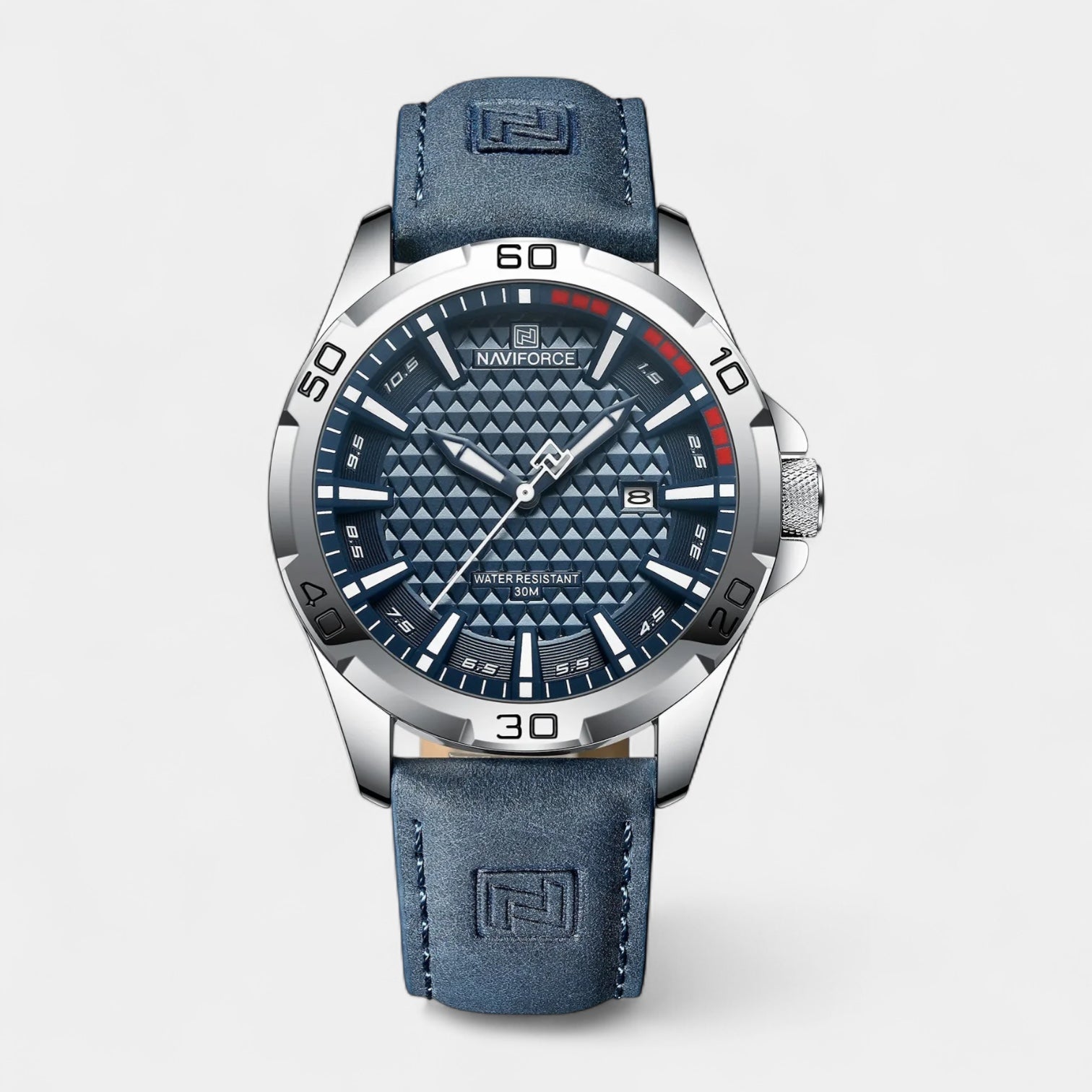 Men's Military Watch 45 mm, Leather Strap