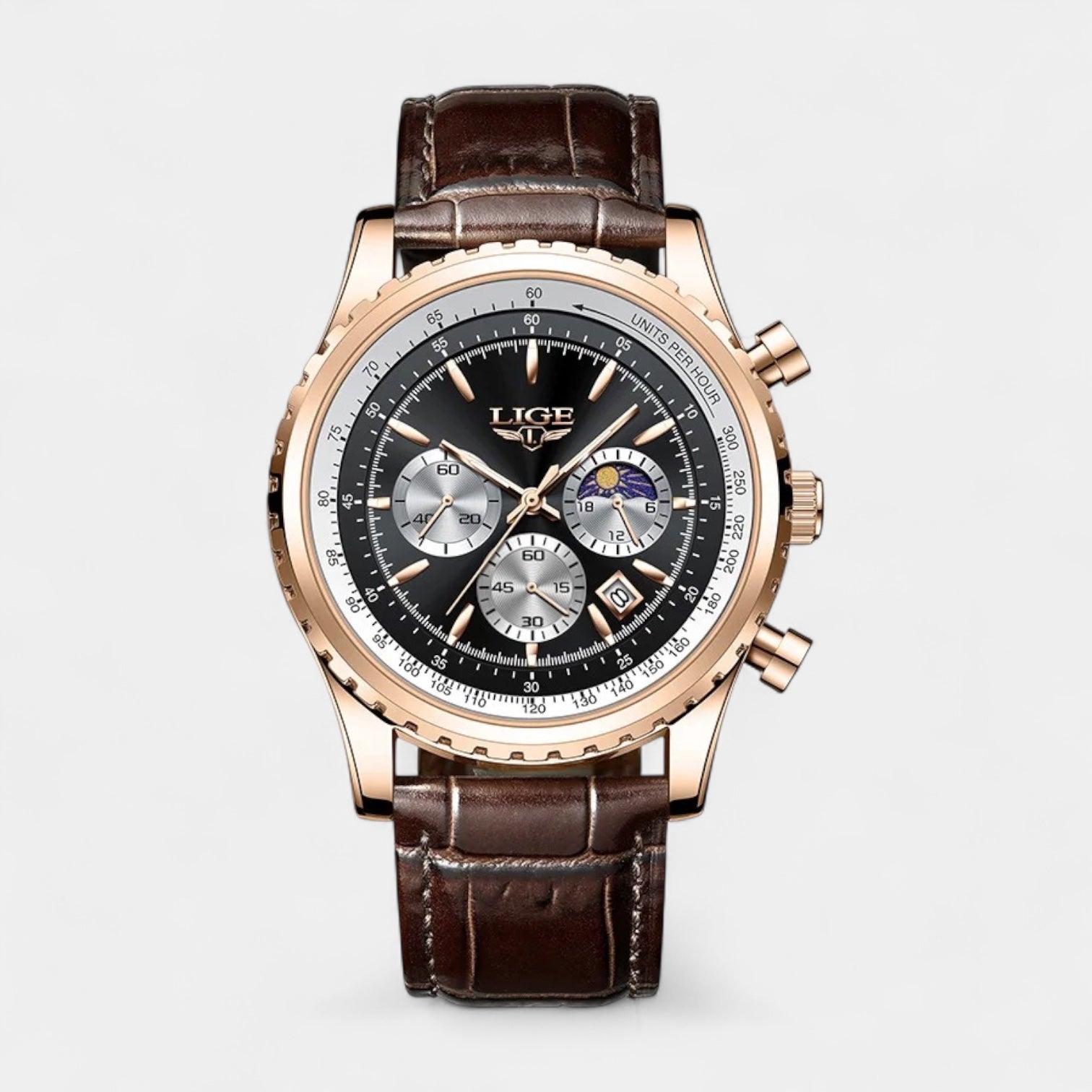Men's Leather Strap Business Watch