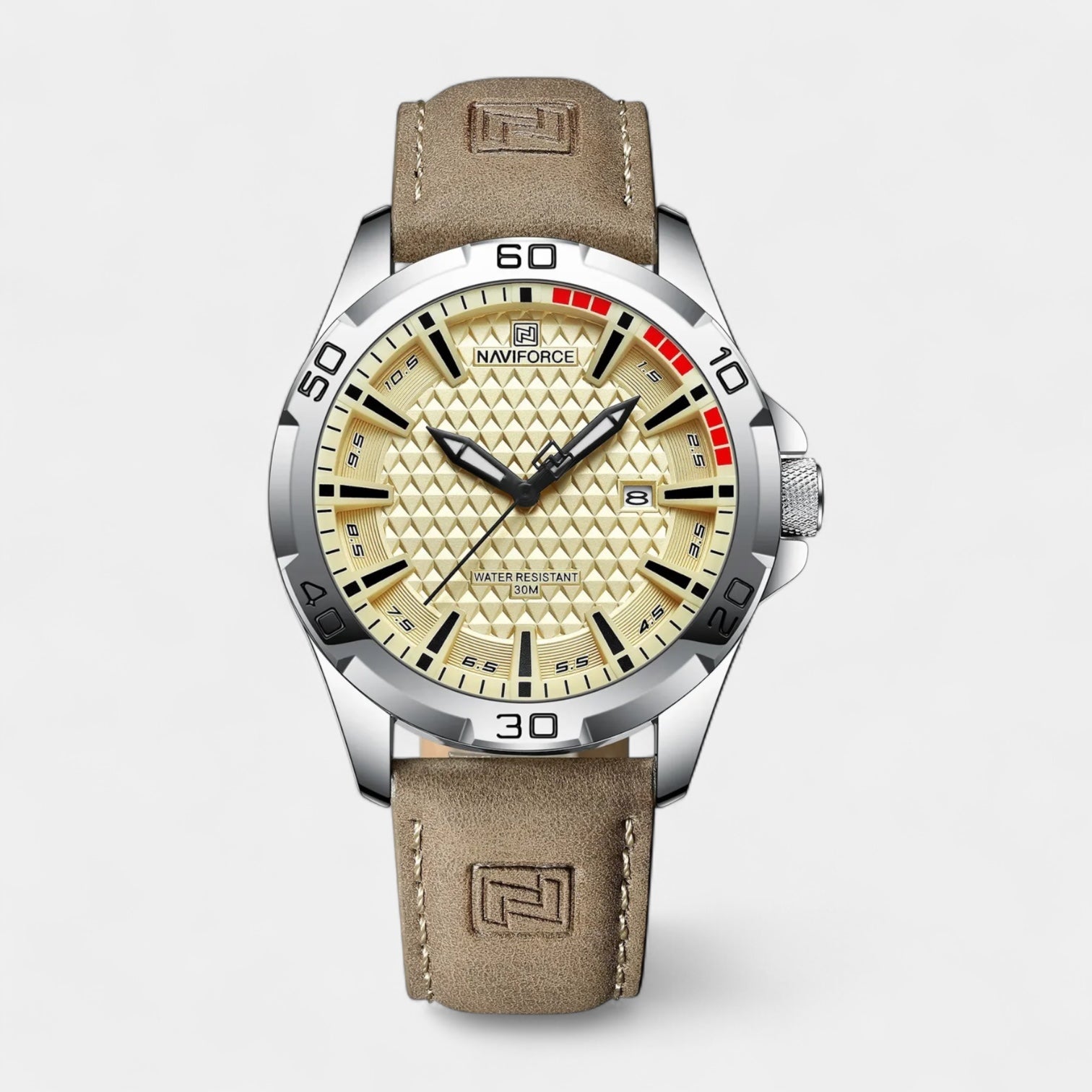 Men's Military Watch 45 mm, Leather Strap