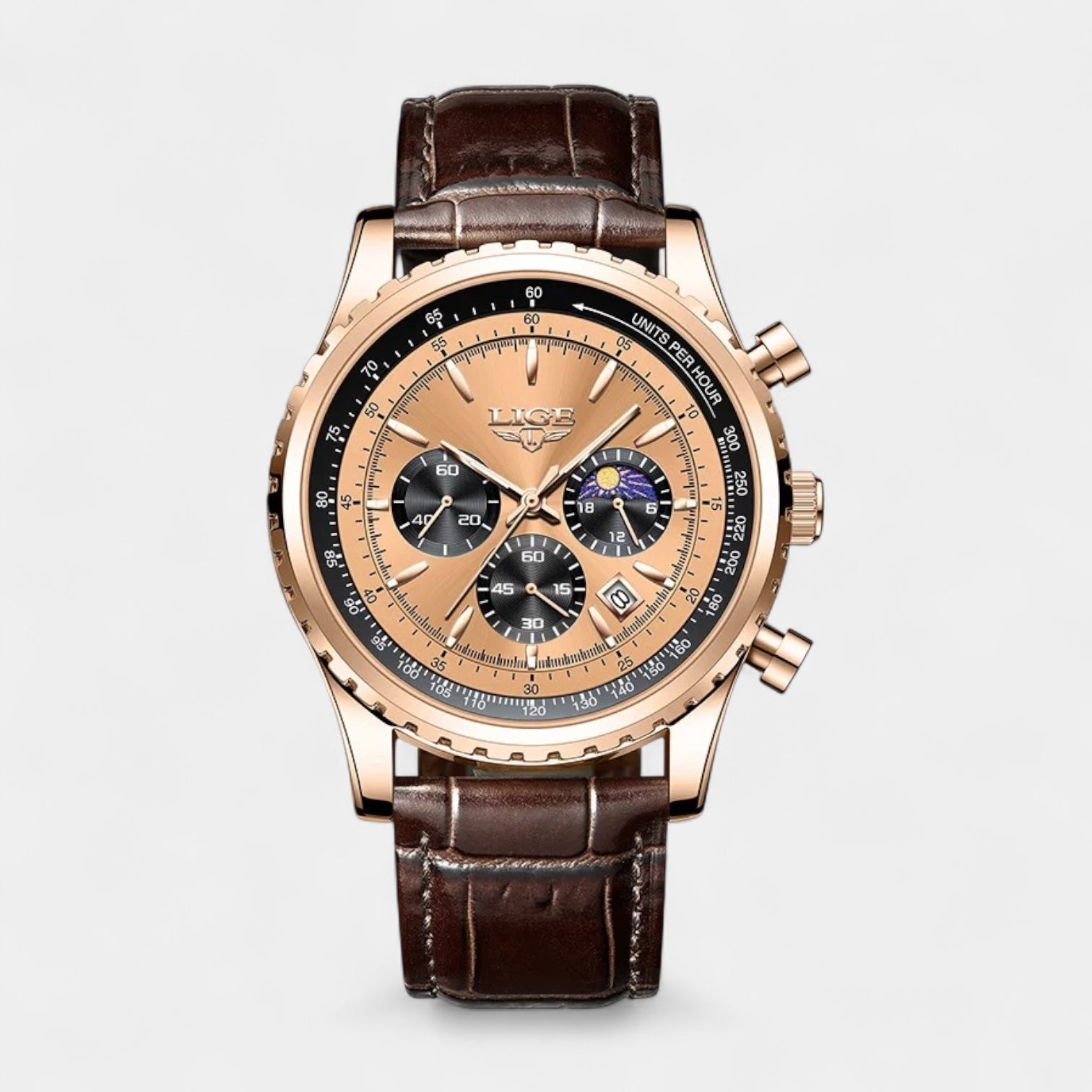 Men's Leather Strap Business Watch