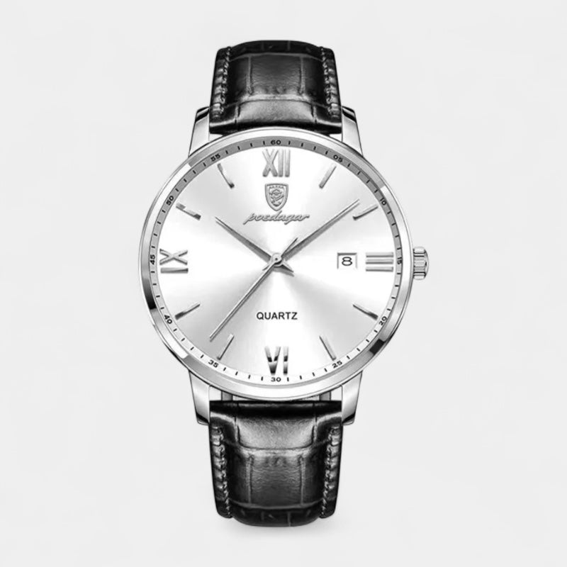 Men’s Quartz Watch – Leather Strap & Date Display