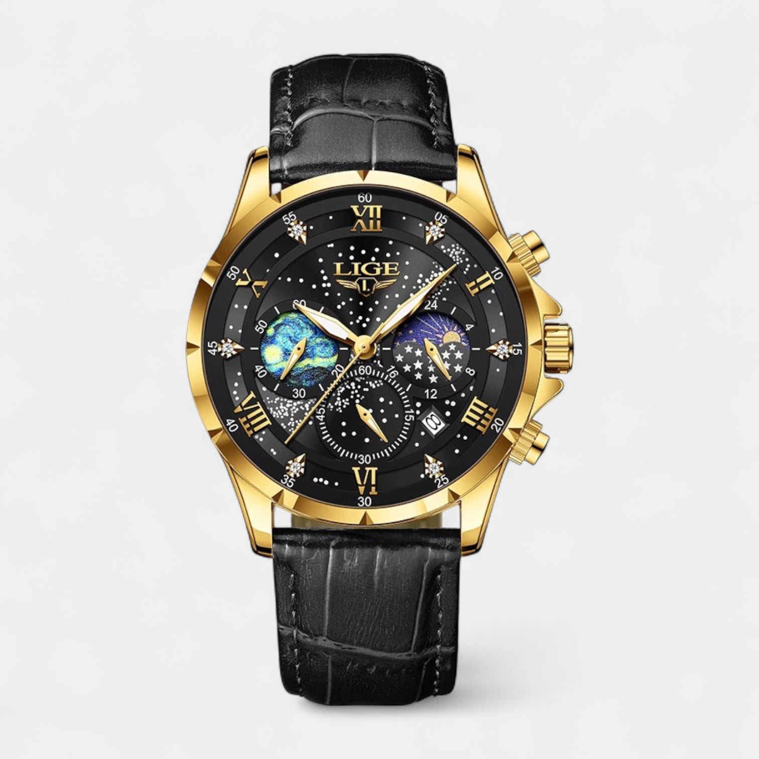 Elegant Moonphase Watch Men