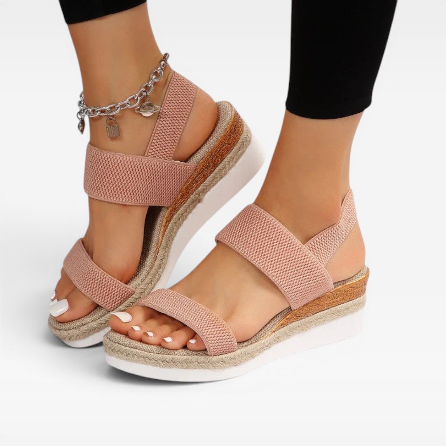Women's Elastic Strap Espadrille Platform Sandals