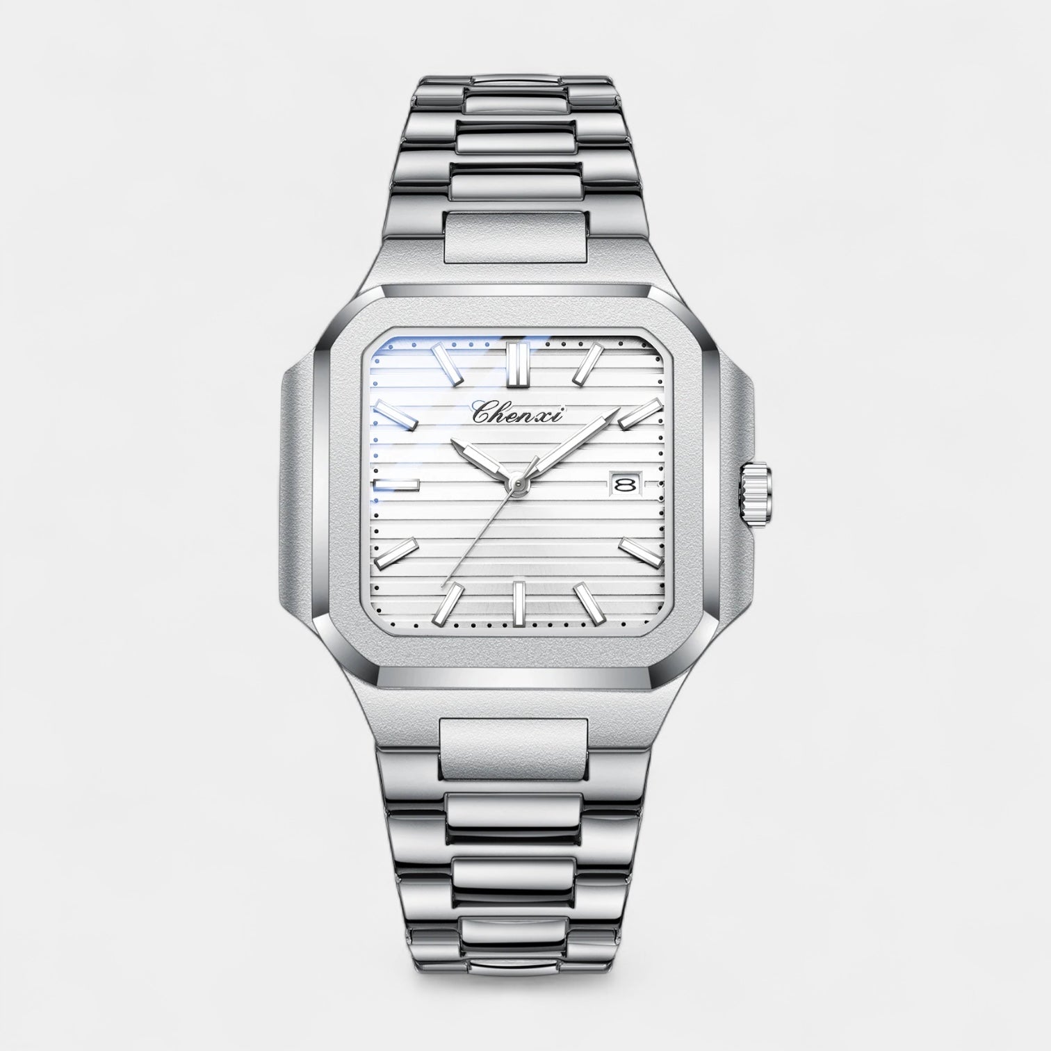 Men’s Square Stainless Steel Quartz Watch