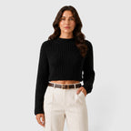 Women's Cropped Half Turtleneck Knit Sweater