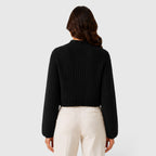 Women's Cropped Half Turtleneck Knit Sweater