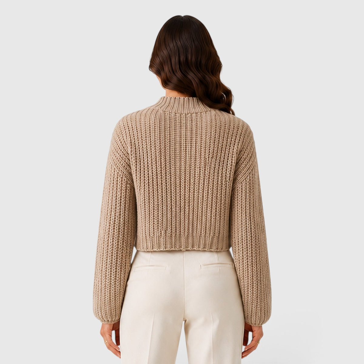 Women's Cropped Half Turtleneck Knit Sweater