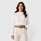 Women's Cropped Half Turtleneck Knit Sweater